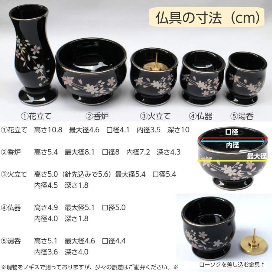 銀襴桜 陶器仏具5点セット 香炉 花立 火立て 仏器 湯呑 ぎんらん 銀襴桜 陶器仏具5点セット 香炉 花立 火立て 仏器 湯呑 ぎんらん