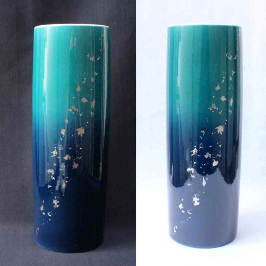 青色陶器花瓶 円筒形 青色陶器花瓶 円筒形 【公式通販】