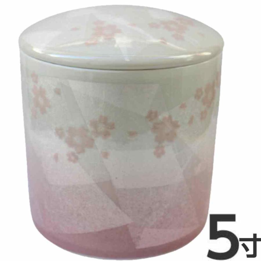 骨壷 5寸 銀彩桜ピンク 九谷焼 シリコンパッキン 陶器製 : 二宮仏壇
