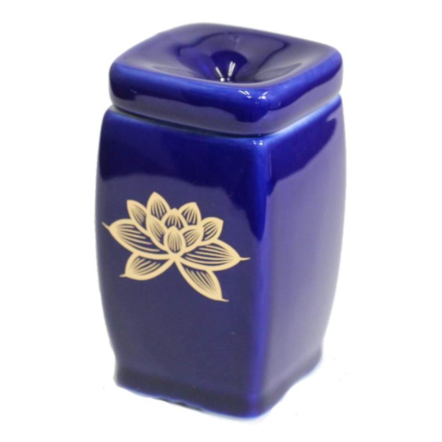 マッチ消し ルリ色 金ハス 陶器 マッチ入れ マッチ壷 仏具 : 二宮仏壇