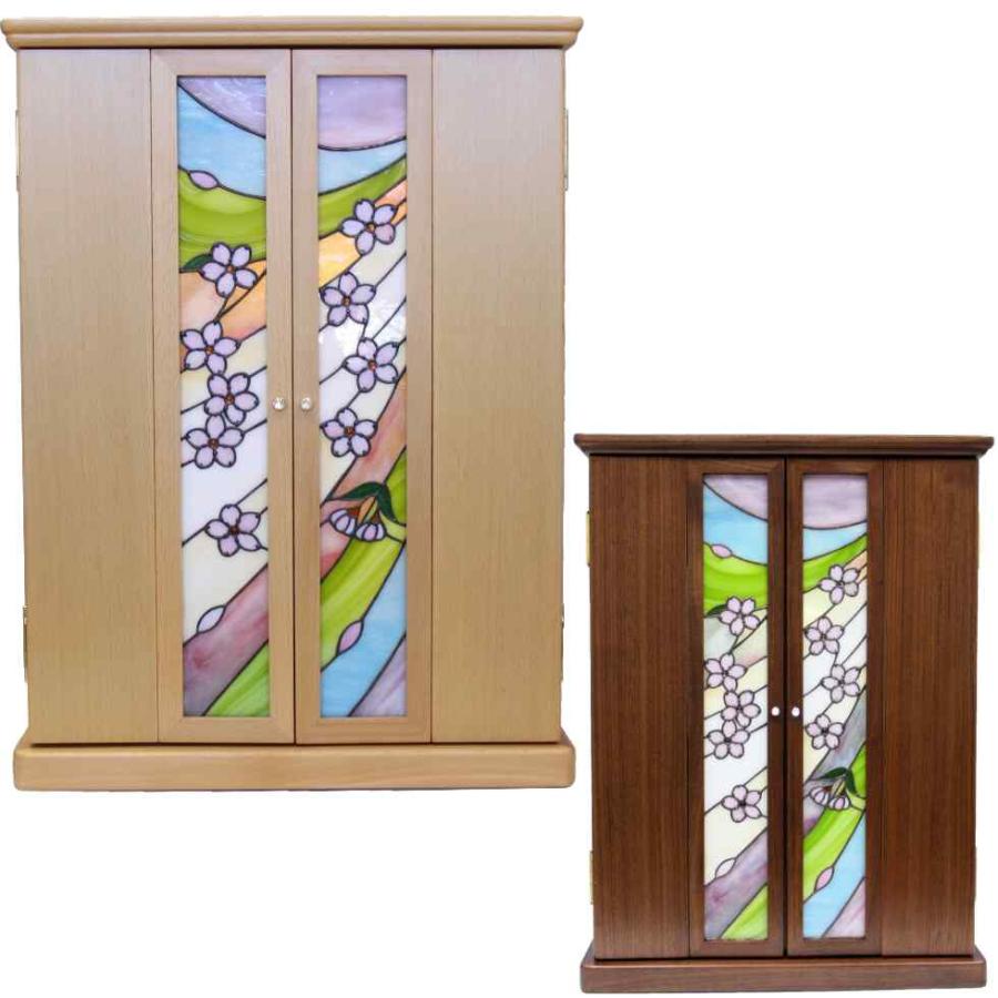 上置き20号 桜乙女 白ケヤキ ステンドグラス 仏壇 コンパクト かわいい
