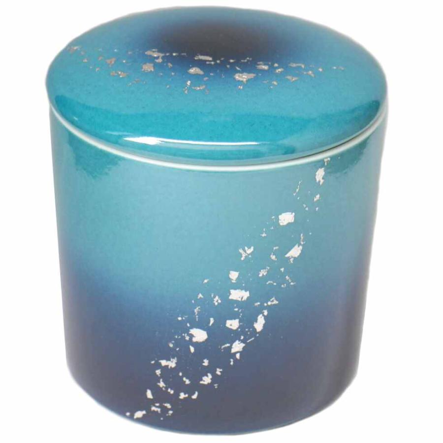 九谷焼 骨壷 4寸 深海 シリコンパッキン 骨壺 青い 手元供養 分骨 お骨