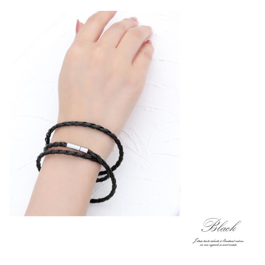 ブレスレット メンズ レザー レディース 編み込み 3way レザーブレス アンクレット ネックレス ユニセックス 兼用 シンプル かわいい 大人 おしゃれ 可愛い Ninon 通販 Yahoo ショッピング