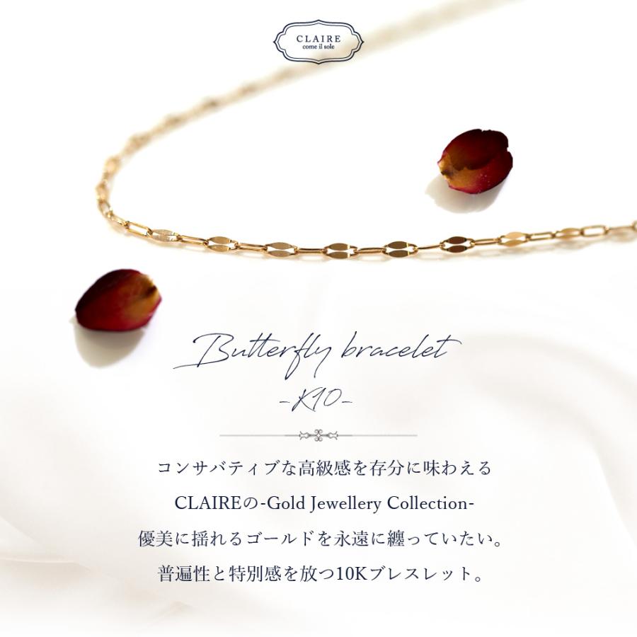 ブレスレット レディース 10k CLAIRE K10 フィガロ チェーン シンプル