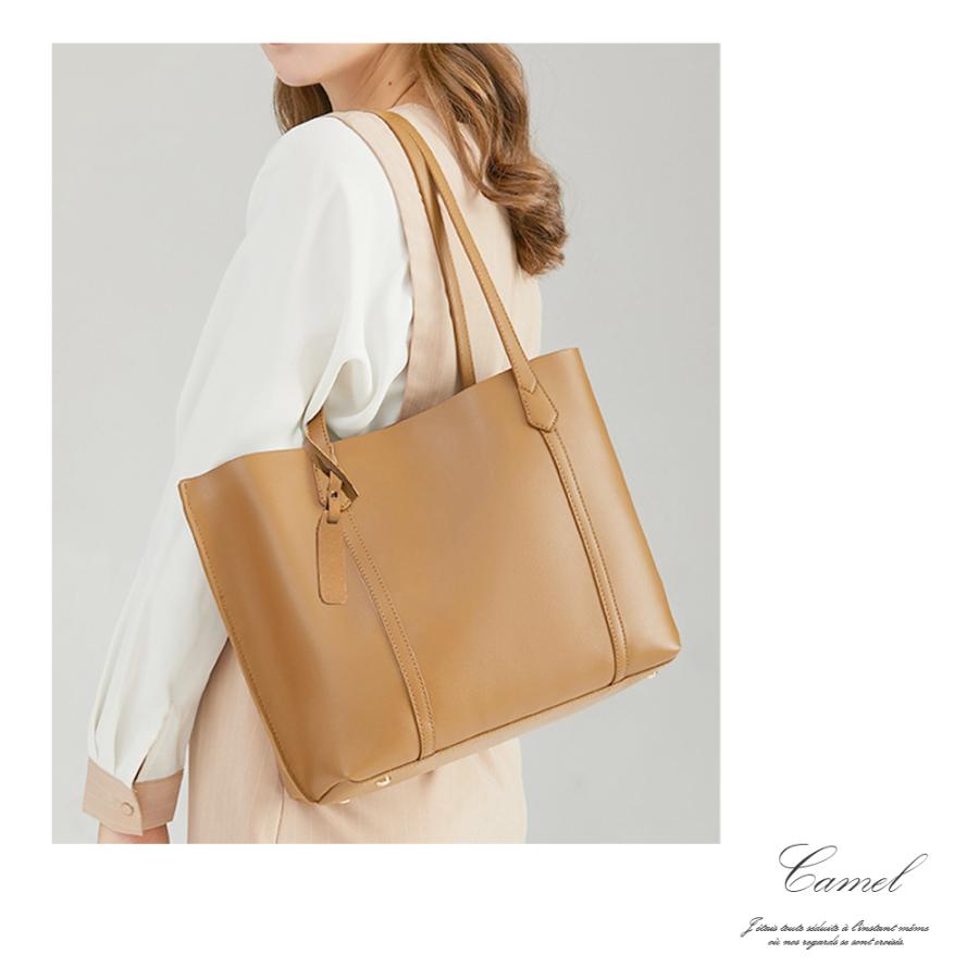 トートバッグ レディース A4 シンプル PUレザー 肩掛け 無地 仕切り