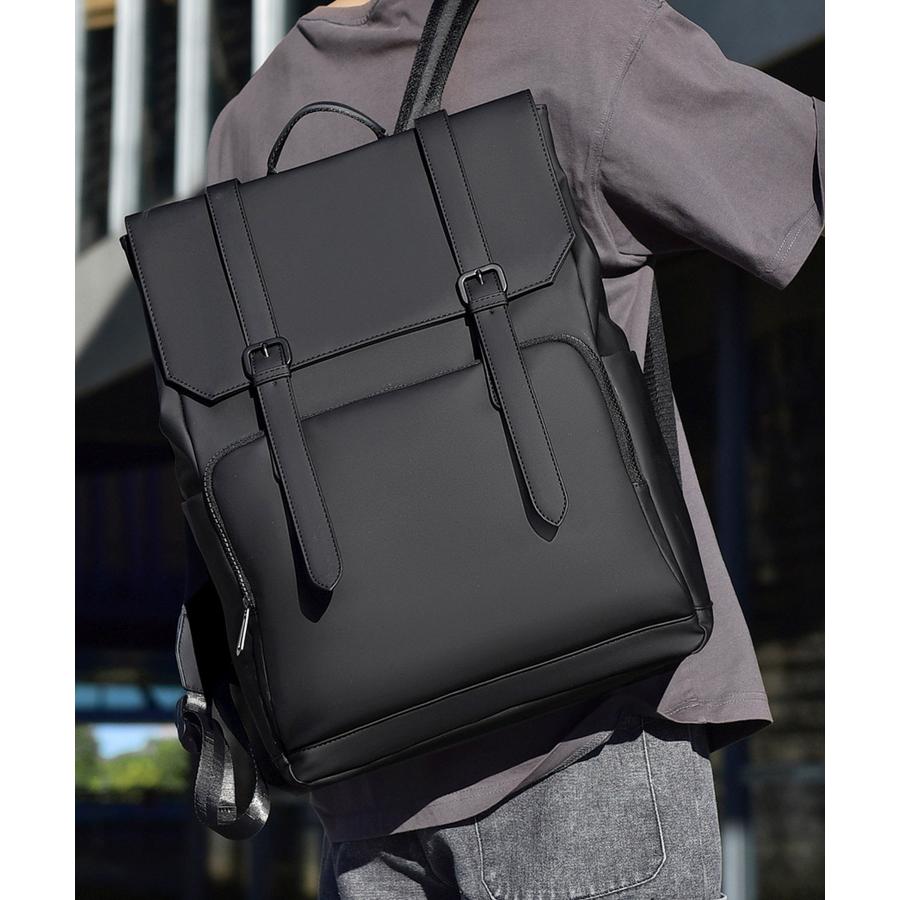 ビジネス用リュック ブラック 合成皮革 G.D.N. ビジネスバッグ スクエア多機能リュック ソフトタッチ