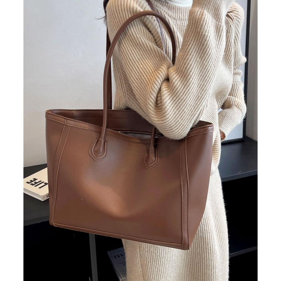 トートバッグ レディース ファスナー付き A4 大きめ 大容量 黒 肩掛け