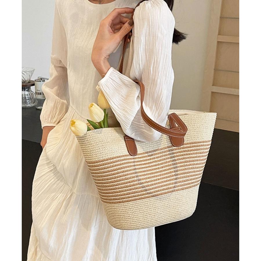 sans Arsidetストロー編み込みかごバッグ 大きめ ベージュ sans Arsidetストロー編み込みかごバッグ 大きめ ベージュ