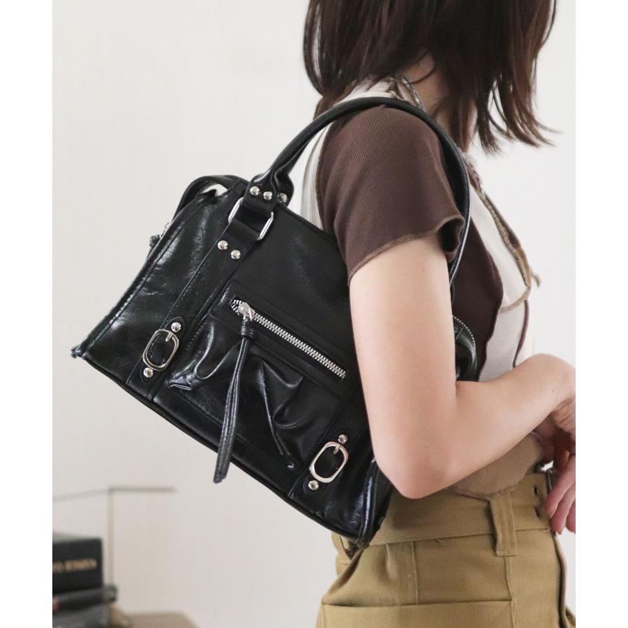 レディース ボストンバッグ ショルダーストラップ付 ブラック 上品オシャレ ショルダーバッグ レディース おしゃれ 2way 斜めがけ 小さめ ボストン