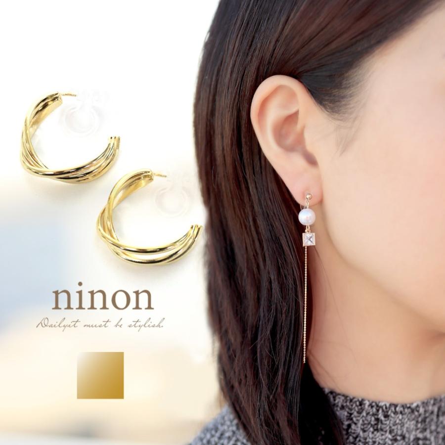 ノンホールピアス 小ぶり 揺れる イヤリング ビジュー 樹脂 6種展開 金属アレルギー 結婚式 パーティー レディース 華奢 ライン かわいい シンプル P Ninon 通販 Yahoo ショッピング