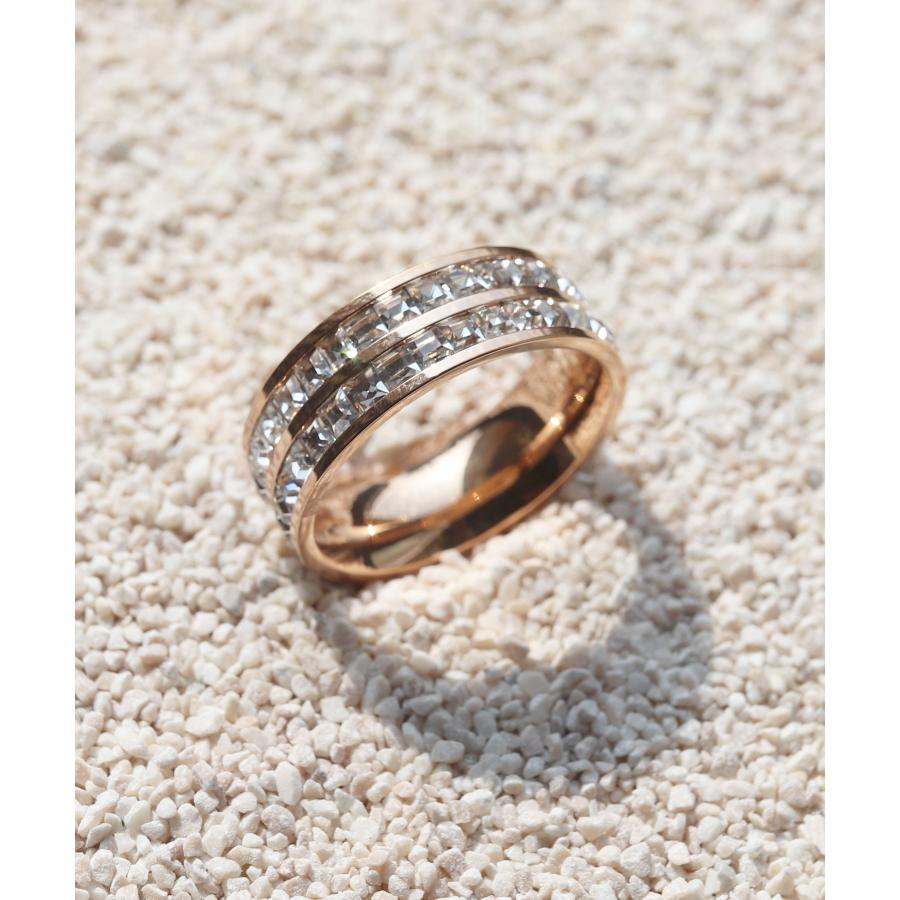 指輪 レディース つけっぱなし おしゃれ ステンレス 9号 重ね付け 2連 メンズ キュービックジルコニア キラキラ ゴールド ピンクゴール 太め 細い エタニティ |  | 12