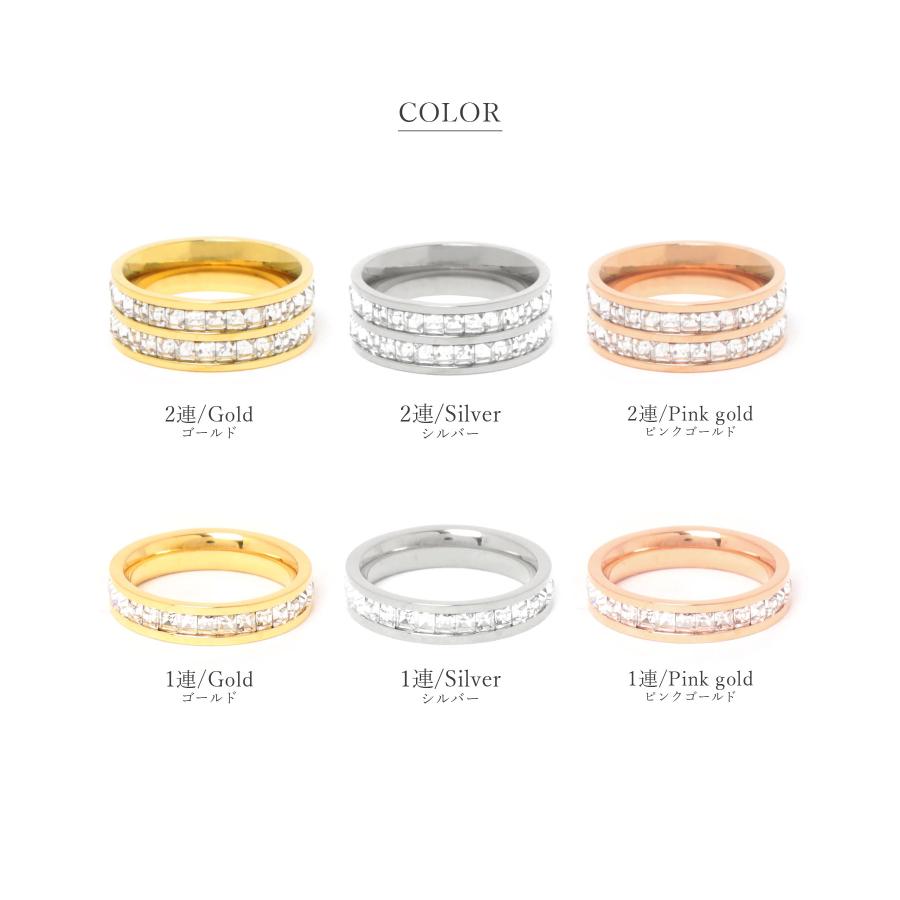 指輪 レディース つけっぱなし おしゃれ ステンレス 9号 重ね付け 2連 メンズ キュービックジルコニア キラキラ ゴールド ピンクゴール 太め 細い エタニティ |  | 13