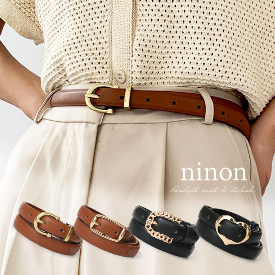 ベルト レディース PUレザー 細め 4タイプ展開 ユニーク バックル 細