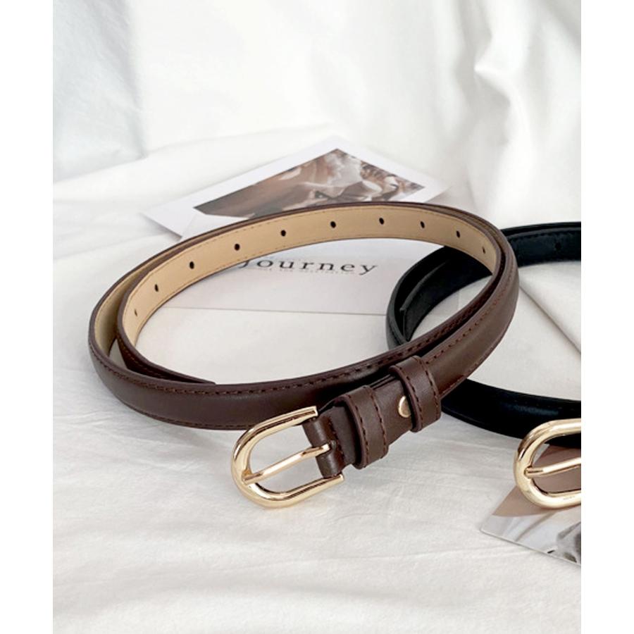 ベルト レディース PUレザー 細 ラウンド バックル 細め 通勤 通学