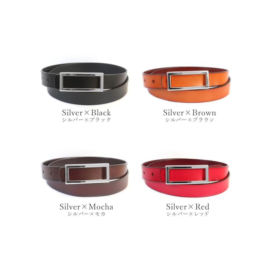 ベルト レディース メンズ 細 スクエア バックル 牛革 レザー