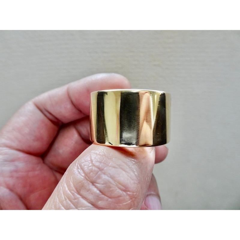 仁尾彫金『ゴールド平打リング、幅1.5cm厚み3ミリ』ハンドメイド235