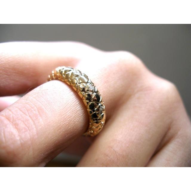 仁尾彫金『ゴールドパイソンダイヤリング』ハンドメイド26b