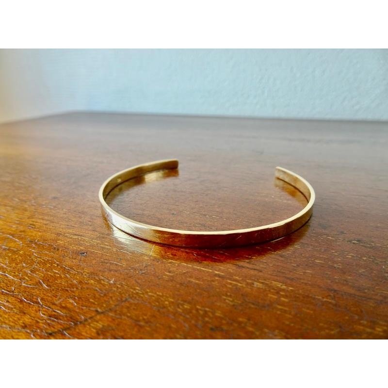 仁尾彫金『k18平打ちバングル3.5mm』腕周り18cm用、ハンドメイド304b