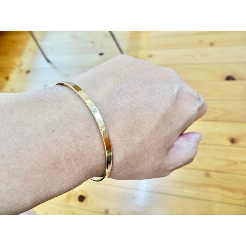 仁尾彫金『k18平打ちバングル3.5mm』腕周り18cm用、ハンドメイド304b