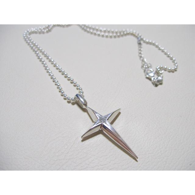 仁尾彫金『一つ星ダイヤ十字星クロス』ハンドメイド137b : 仁尾彫金 