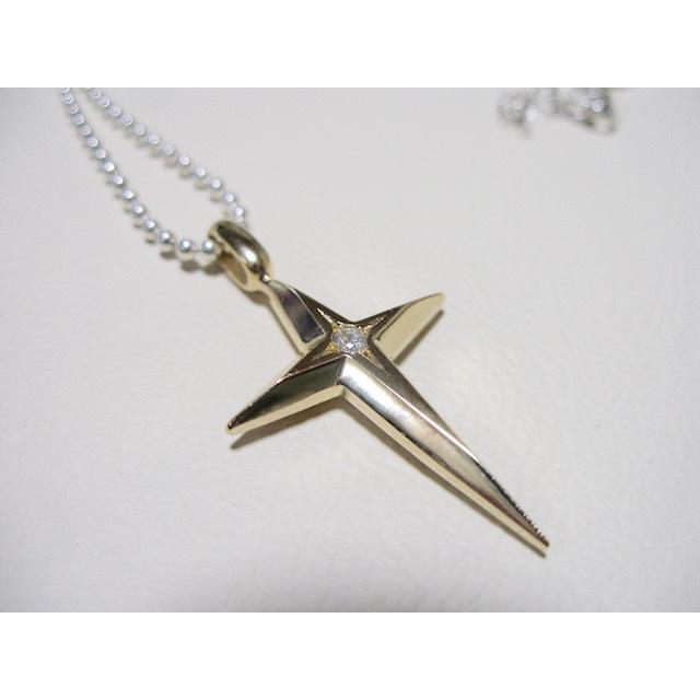仁尾彫金『一つ星ダイヤゴールド十字星クロス』ハンドメイド137b 仁尾彫金『一つ星ダイヤゴールド十字星クロス』ハンドメイド137b