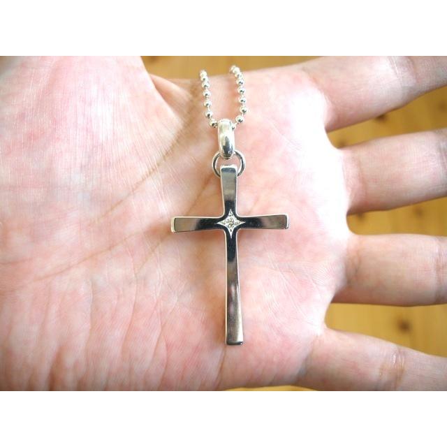 仁尾彫金『一つ星ダイヤシルバークロス』ハンドメイド420b : 仁尾彫金