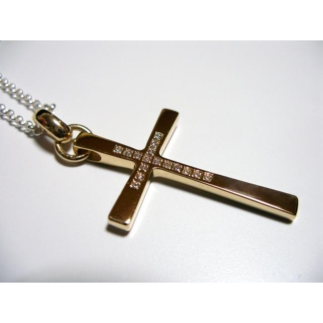 仁尾彫金『ゴールドダイヤクロス』ハンドメイド15b : bepn15gd16 