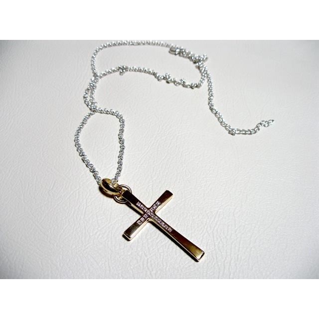 仁尾彫金『ゴールドダイヤクロス』ハンドメイド15b : bepn15gd16 