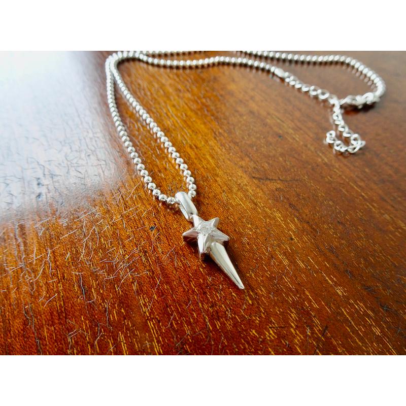 仁尾彫金『一つ星ダイヤスタースパイク』ハンドメイド206b ネックレス 