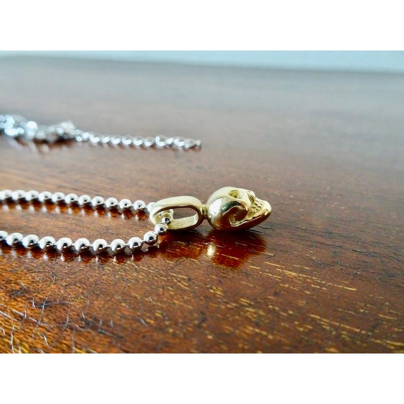 仁尾彫金『ゴールド、ラッキースカルペンダント』ハンドメイド253b  