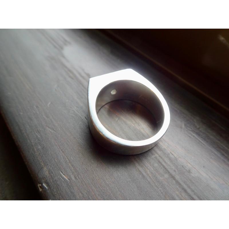 仁尾彫金『一つ星5mmピンクジルコニア印台リング、磨き』ハンドメイド