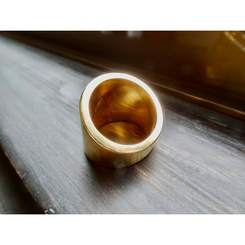 仁尾彫金『最大幅2.3cm最小幅8mm、ゴールド平打ちリング