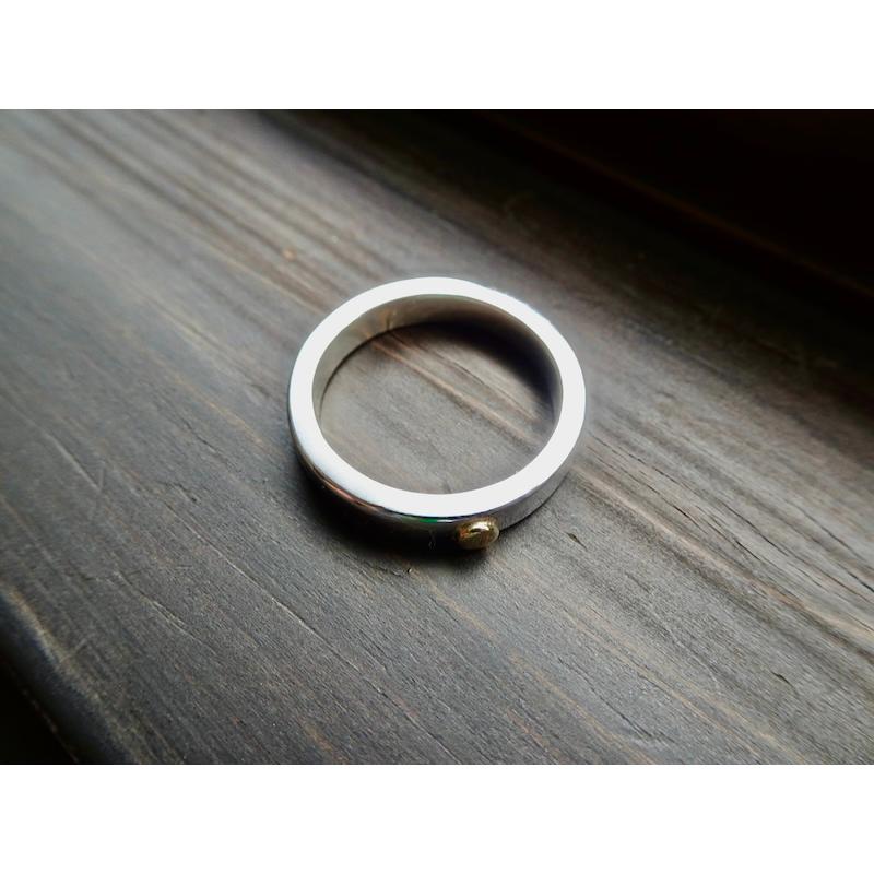 仁尾彫金『k18一粒万倍、幅3.5mm、プラチナ平打リング』ハンドメイド295b 仁尾彫金『k18一粒万倍、幅3.5mm、プラチナ平打リング』ハンドメイド