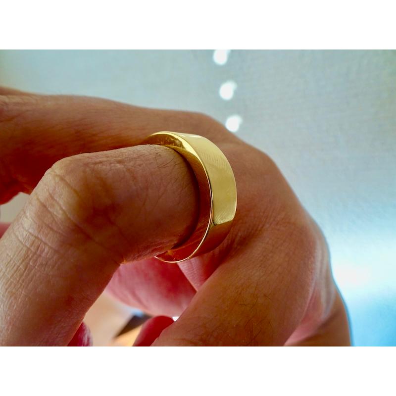 仁尾彫金『幅7mm厚み3ミリ、k18平打リング』ハンドメイド348b : 仁尾 