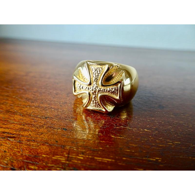 仁尾彫金『k18ゴールド、ギャラクシーアイアンクロス甲丸