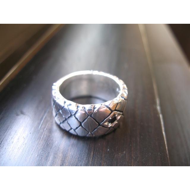 仁尾彫金『一つ星ブラックダイヤ平打パイソンリング』ハンドメイド102  