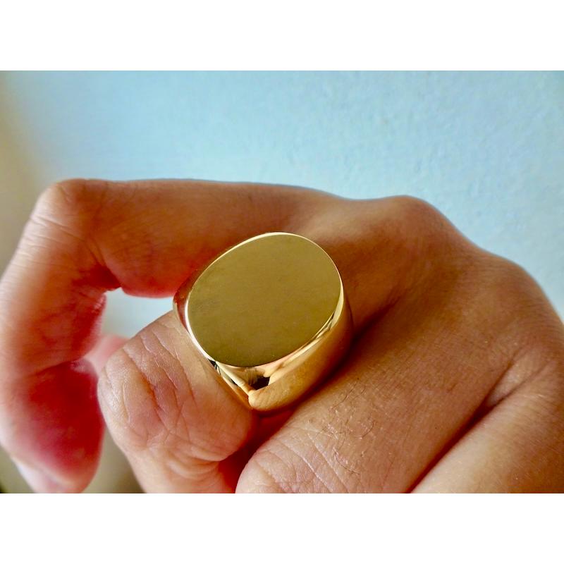 仁尾彫金『楕円のゴールド印台リング』ハンドメイド107 : 仁尾彫金 