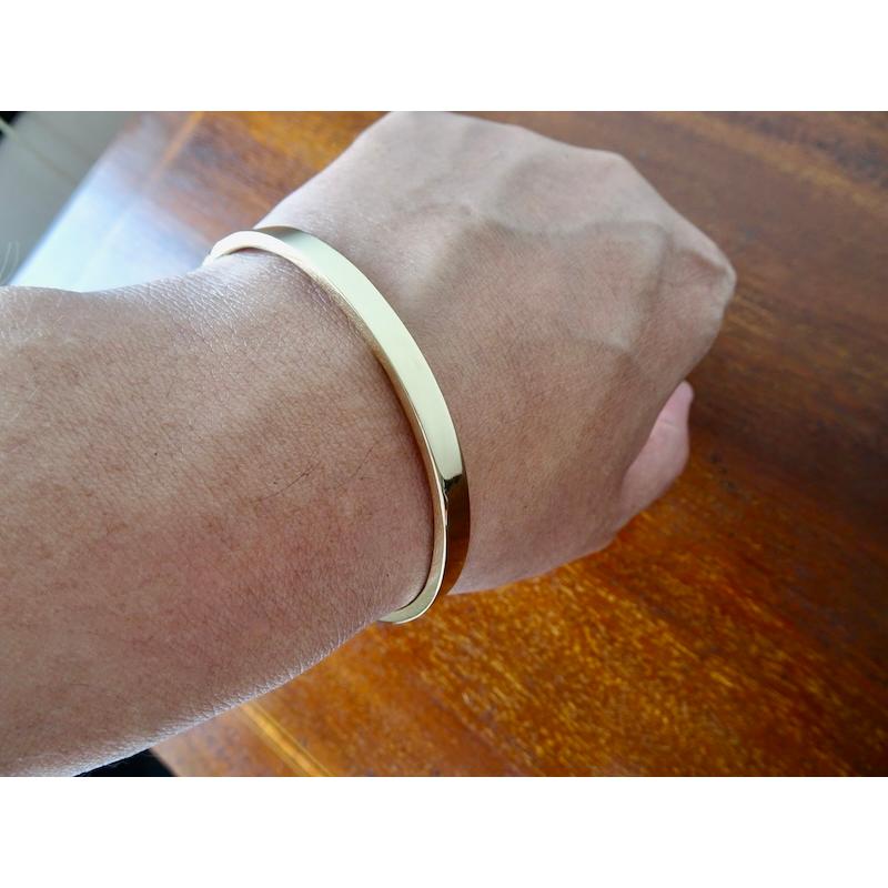 【新品・未使用品】K18 デザイン バングル ひねり Mサイズ 仁尾彫金『k18平打ちバングル3.5mm』腕周り18cm用、ハンドメイド304