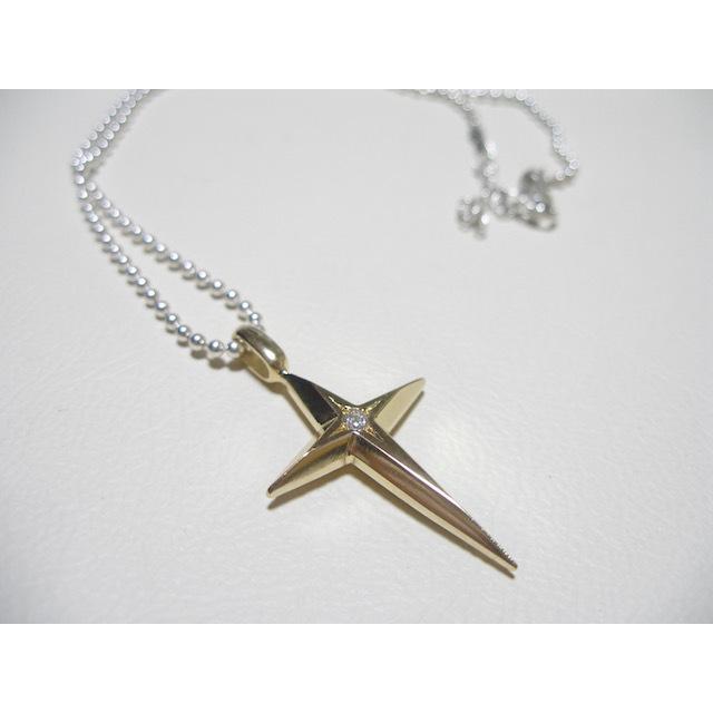 仁尾彫金『一つ星ダイヤゴールド十字星クロス』ハンドメイド137 : 仁尾 