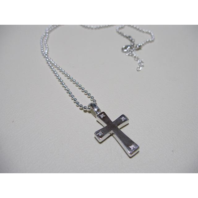 仁尾彫金『四つ星ダイヤフラットプラチナクロス』ハンドメイド143b