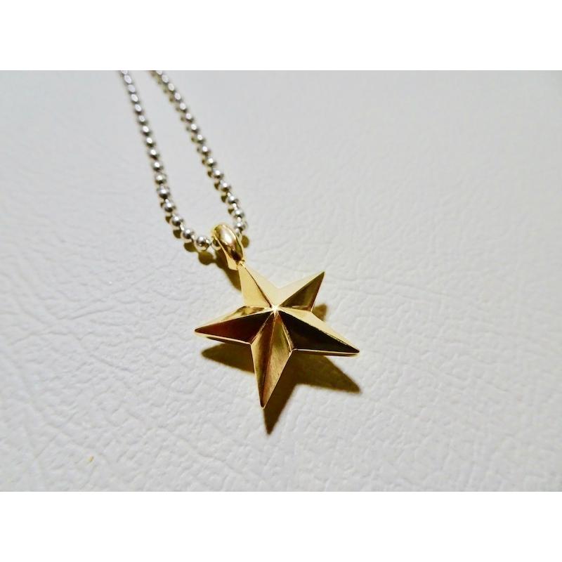 仁尾彫金『ゴールド立体スターペンダントリバーシブル』ハンドメイド 