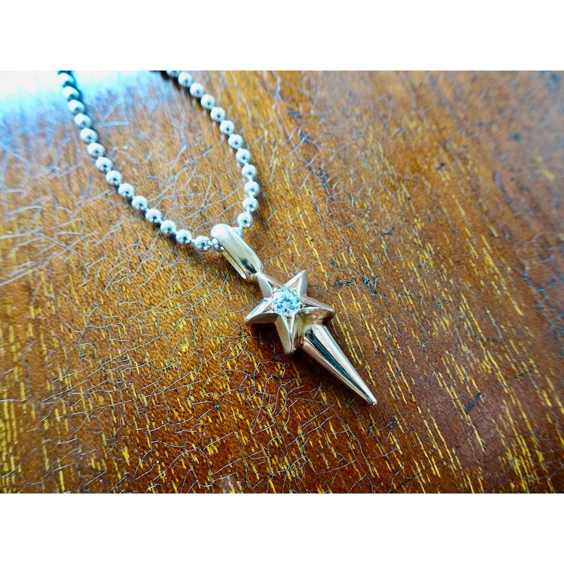 仁尾彫金『一つ星ダイヤゴールドスタースパイク』ハンドメイド206 