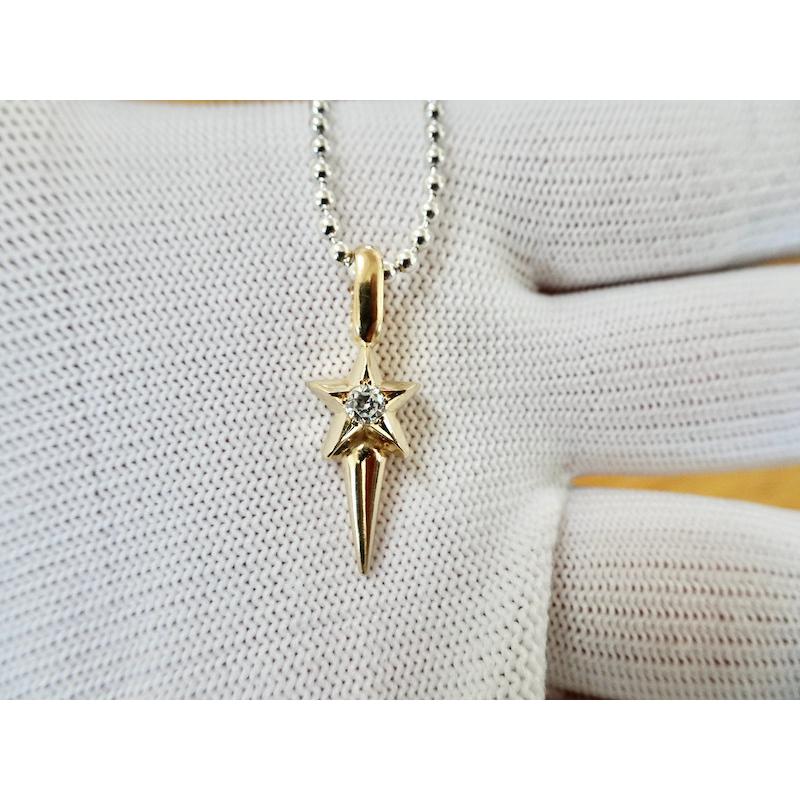 仁尾彫金『一つ星ダイヤ、ゴールドスタースパイク』ハンドメイド206 