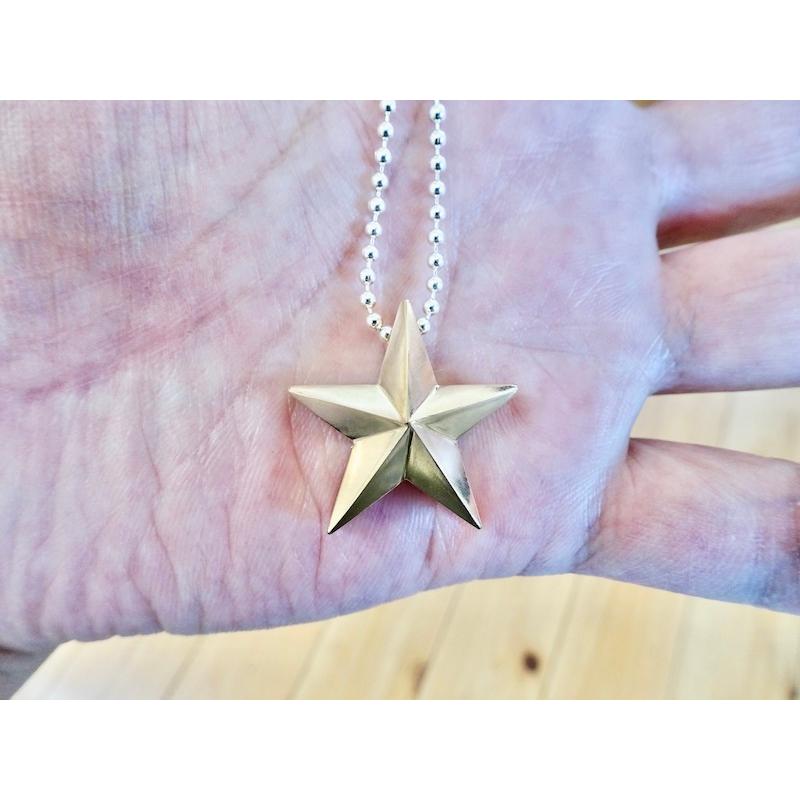 仁尾彫金『ゴールド立体スターペンダントリバーシブル
