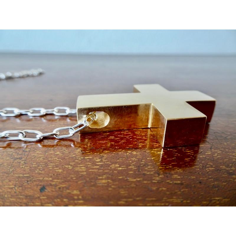 仁尾彫金『ビッグブロック、逆十字クロス』ハンドメイド252b 仁尾彫金『ビッグブロック、ゴールド逆十字クロス』ハンドメイド252
