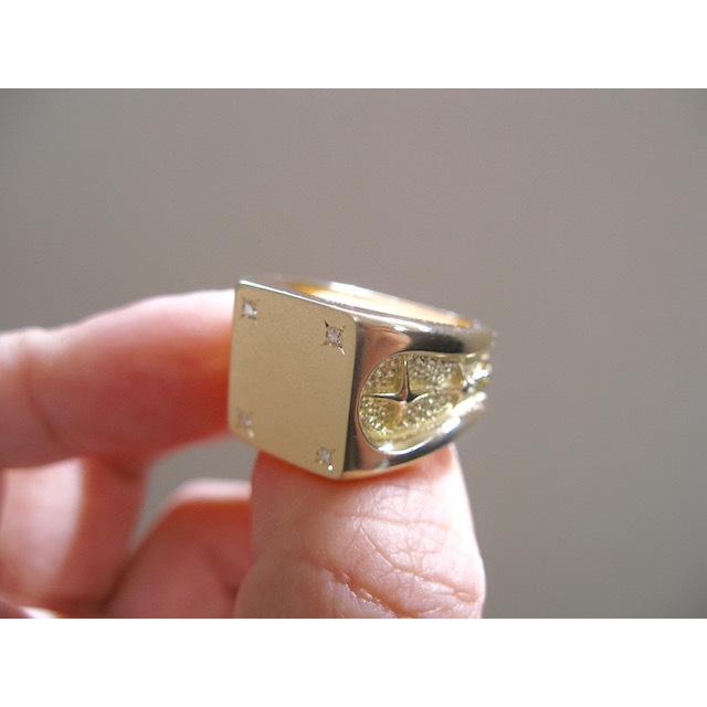 仁尾彫金『四つ星ダイヤゴールドギャラクシー印台リング』ハンドメイド 