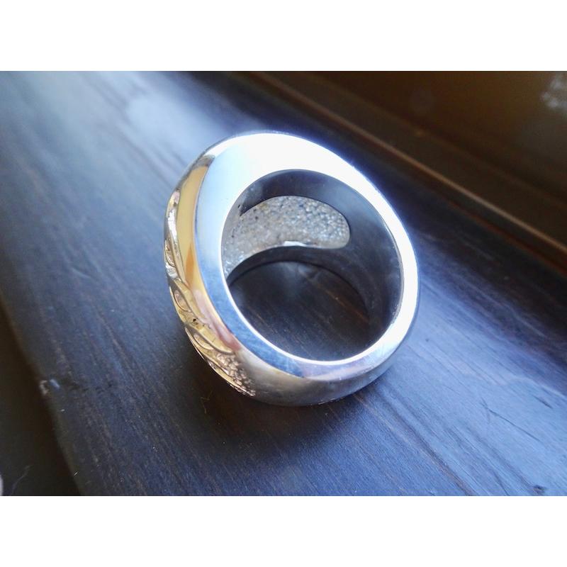 仁尾彫金『ファイヤーパターン楕円の印台リング』ハンドメイド169