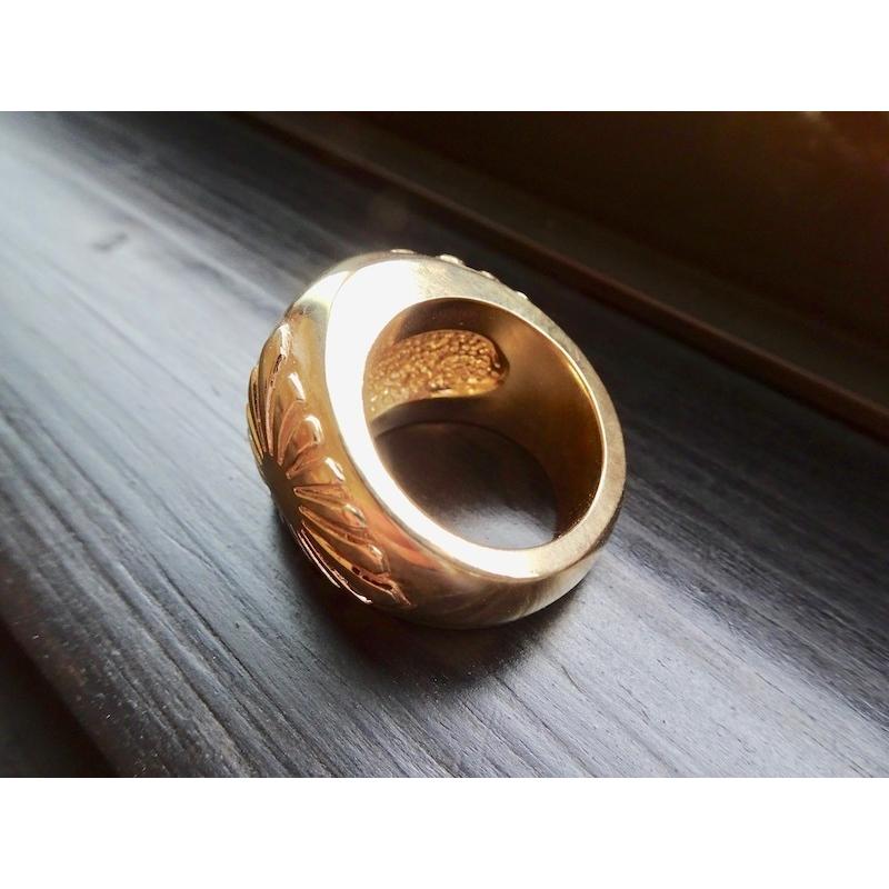 仁尾彫金『太陽のゴールド楕円印台リング』ハンドメイド173 : epr173g 