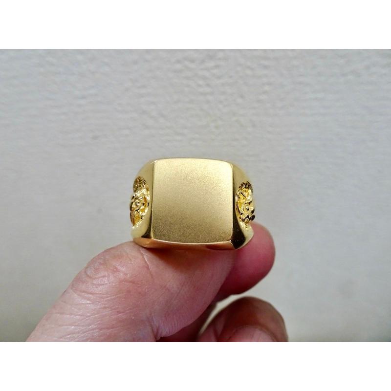 仁尾彫金『ゴールド双龍印台リング』ハンドメイド178 : 仁尾彫金