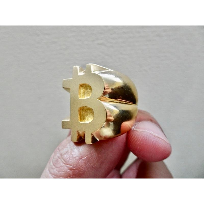 仁尾彫金『ゴールドビットコイン印台リング』ハンドメイド185 : 仁尾 